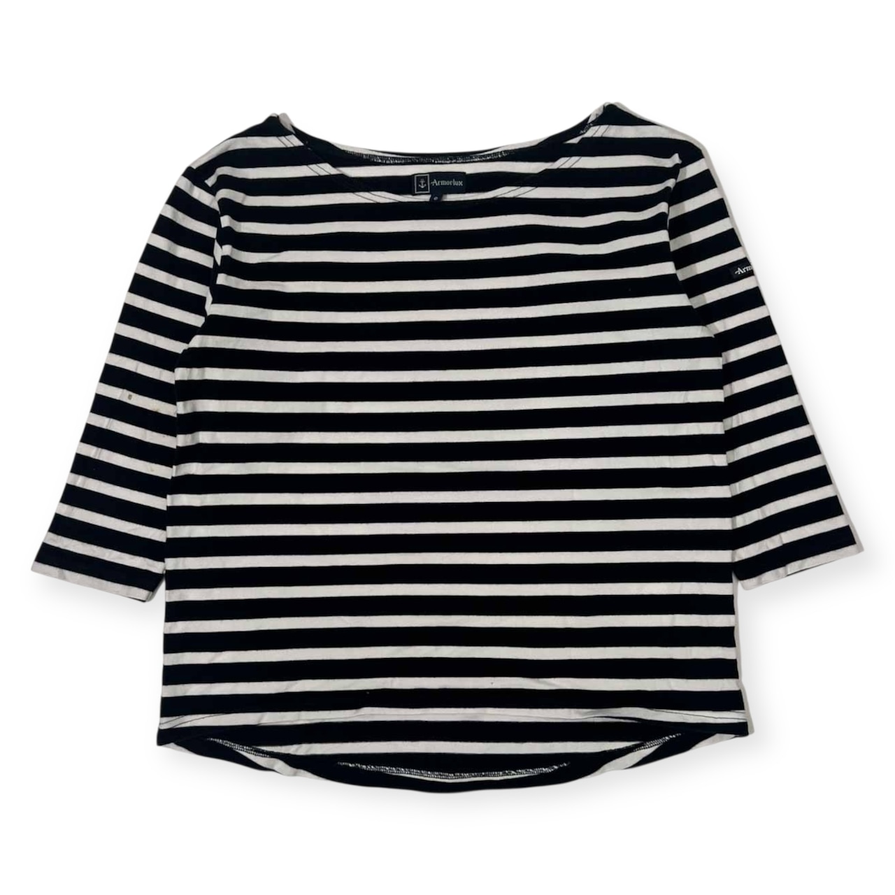 ARMOR LUX アルモリュクス ボーダー ボートネック 7分袖 シャツ カットソー O/ブラック×ホワイト レディース