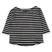 ARMOR LUX アルモリュクス ボーダー ボートネック 7分袖 シャツ カットソー O/ブラック×ホワイト レディース