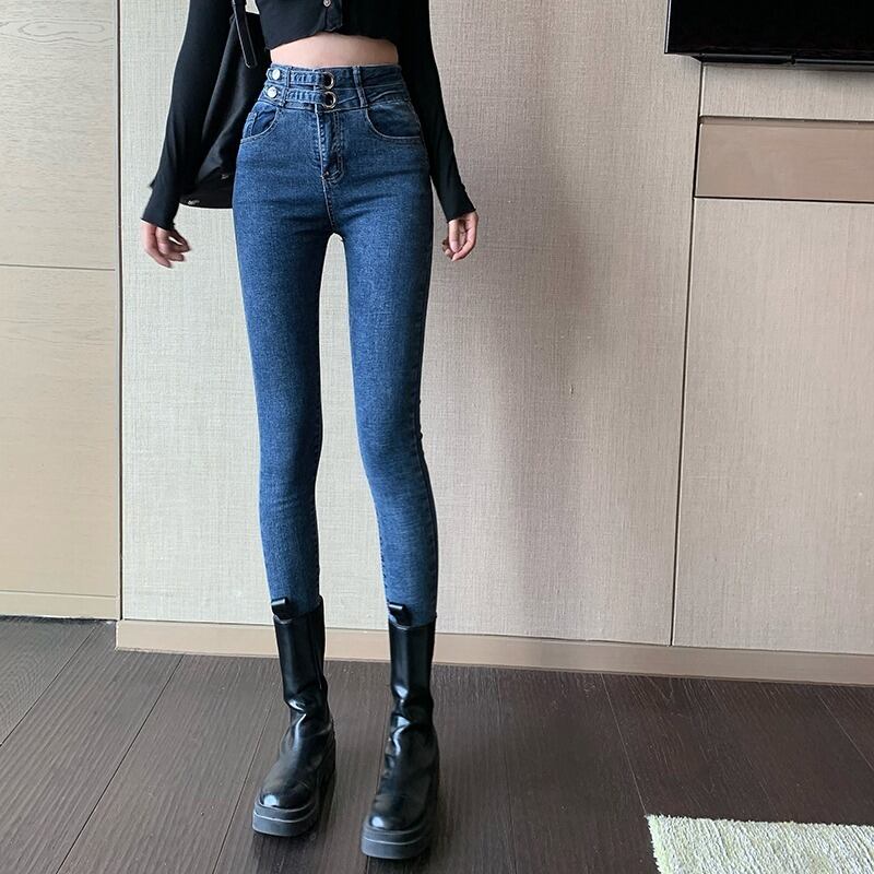 スキニージーンズレディース2020年秋新作ハイウエストスリムハイレッグパンツストレッチデニムパンツイン ドラファッションホール70339717384