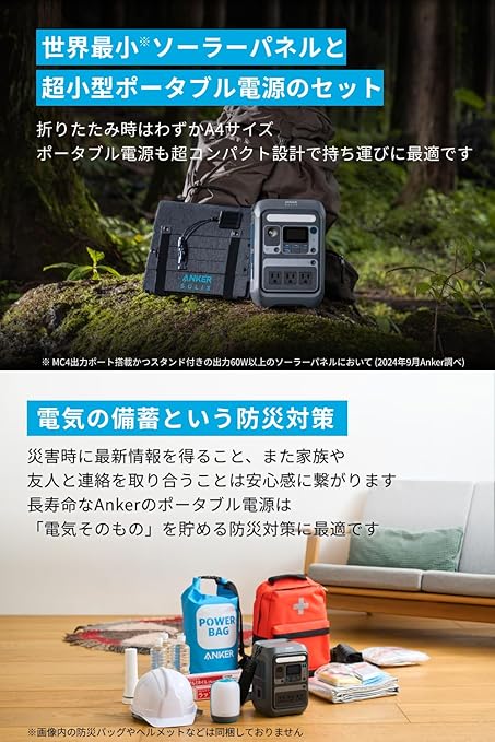 288Whポータブル電源 & 60WソーラーパネルセットAnker Solix C300