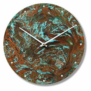 インテリア　メタルクロック Turquoise Round Copper Rustic
