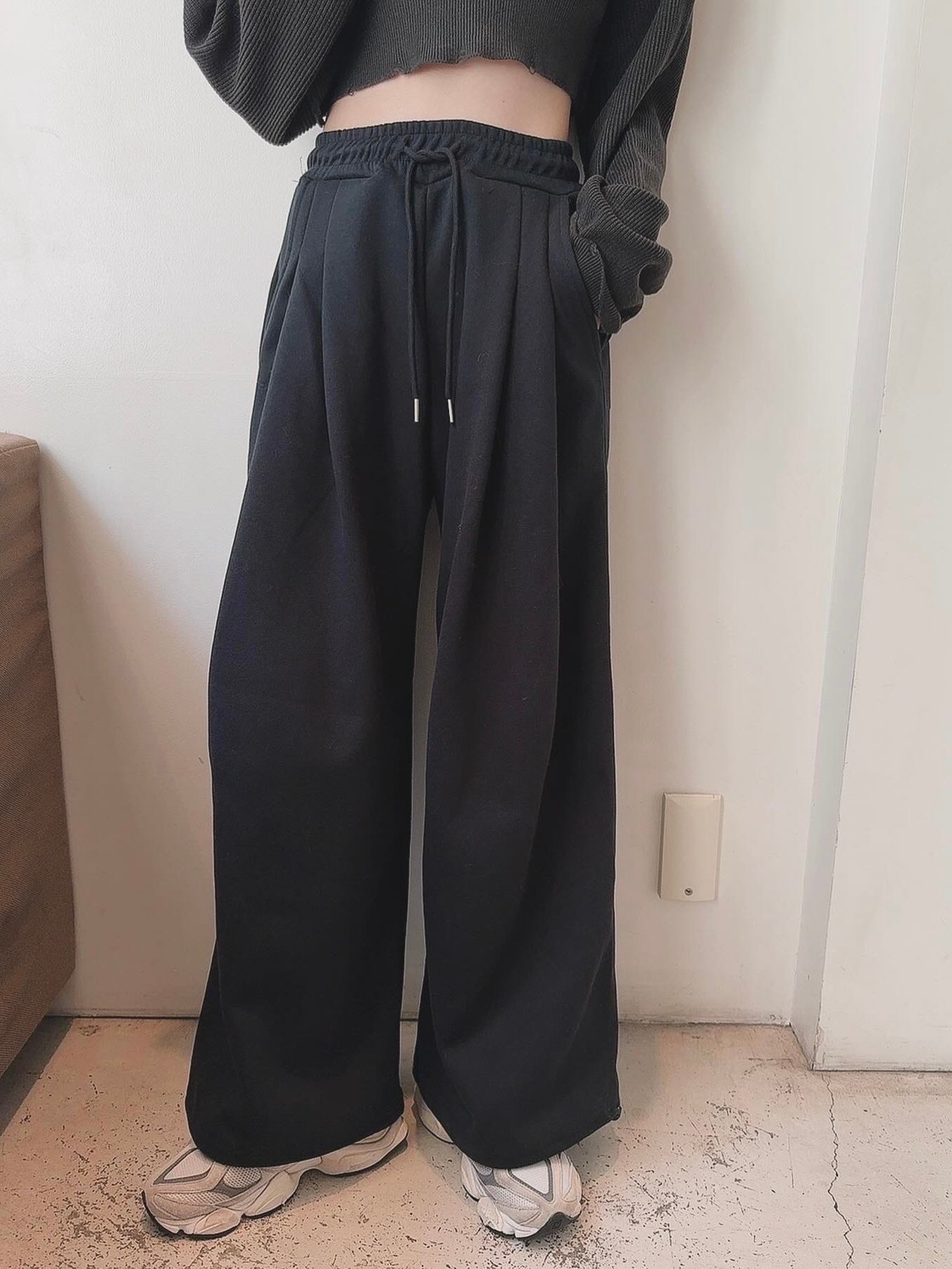 Tack wide sweatpants / black(11月中旬頃発送予定)