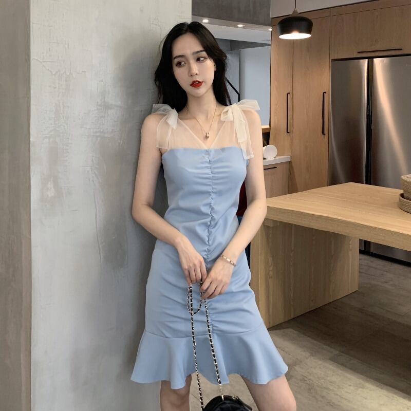 Platycodongrandiflorumスカート初恋スカート森の女性の夏バージョンの新しいメッシュスリングは薄くて塩辛い甘いドレスです 1号婦人535273261