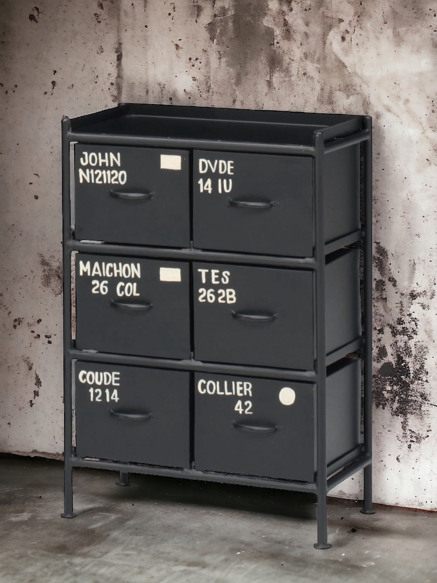 縦型 アイアンチェスト 6杯 - ブラック