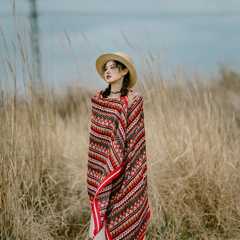 エスニックスタイルレッドスカーフ 薄手 ドリームホーストラベル婦人服12859051285