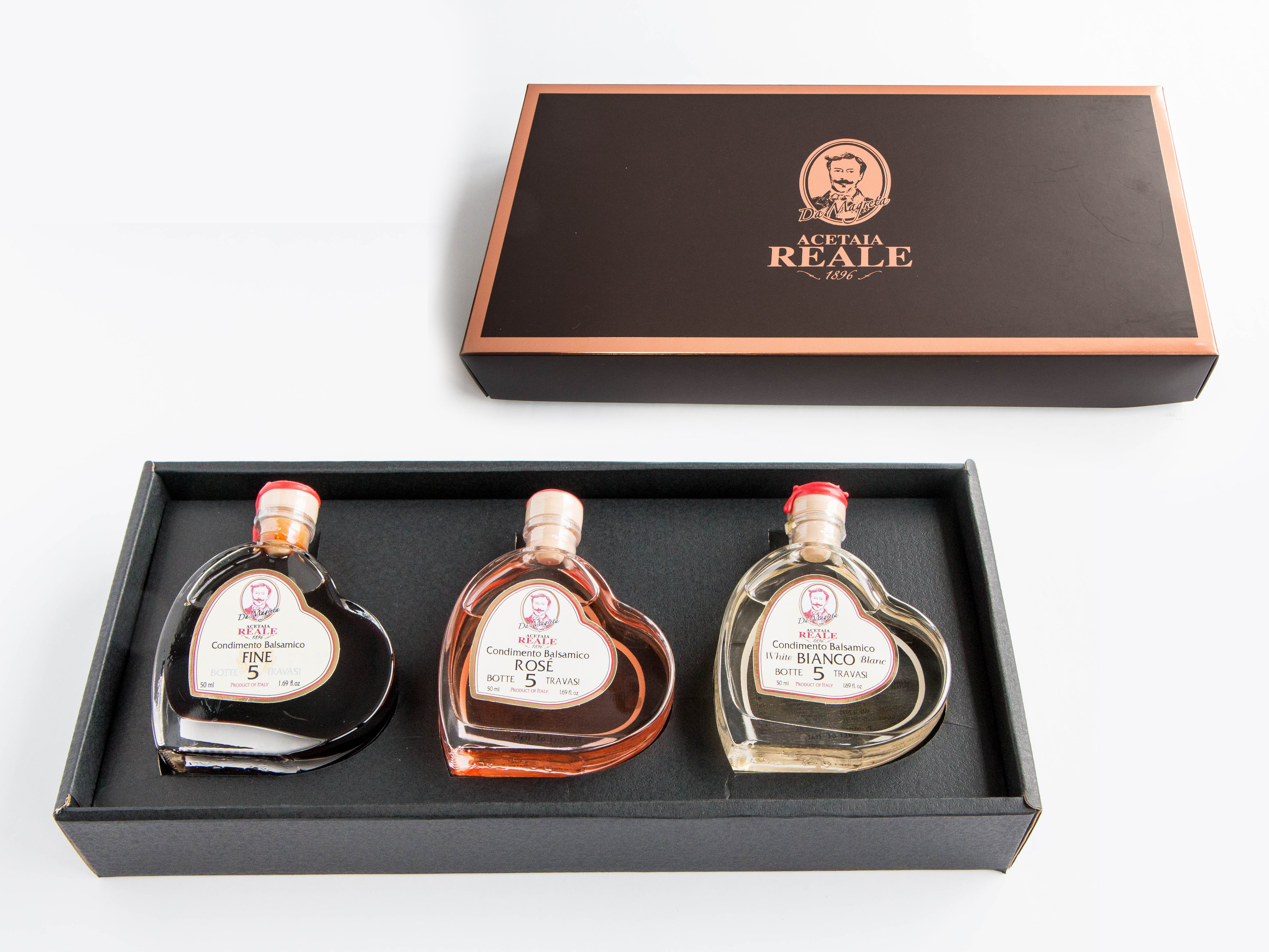 モデナ産 REALE ハート型 バルサミコ酢 50ml / 5年熟成 ギフトBOX 3種