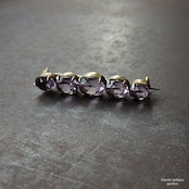 アンティークジュエリー 天然アメシスト 5連バーブローチ (ソーティングメモ付)