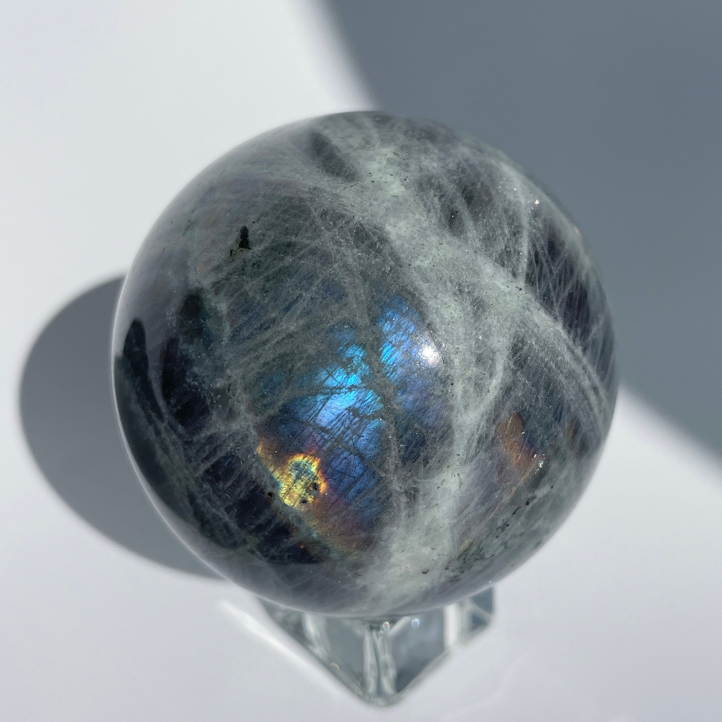 ラブラドライト スフィア ◇Labradorite◇天然石・鉱物・パワーストーン グレーのラブラドライト スフィア 04◇ Labradorite Sphere ◇天然石