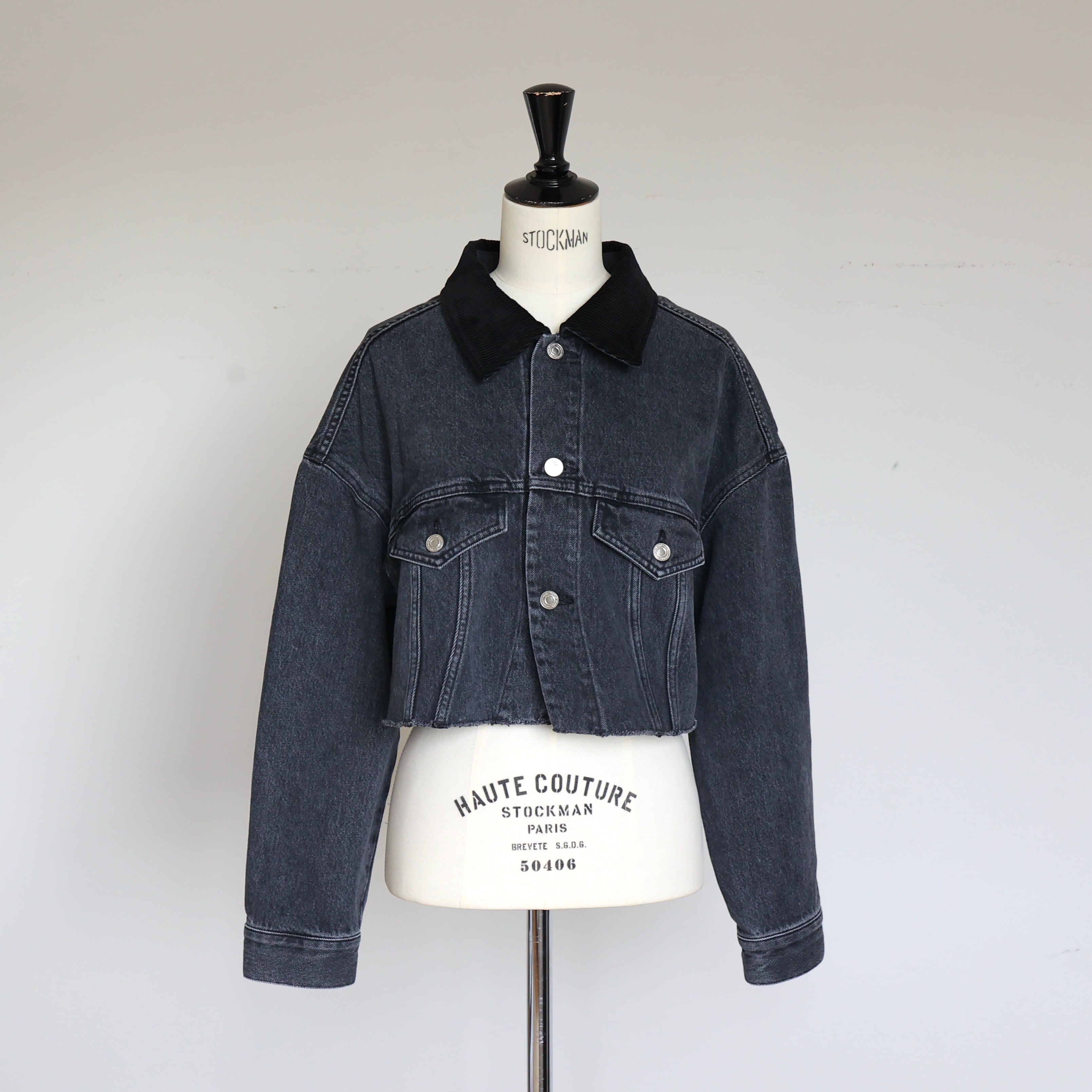 gypsohila ダークグレー クロップドデニムジャケット GPST-601 Cropped Denim Jacket | gypsohila