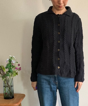 【送料無料】Navy cable cardigan