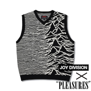 【PLEASURES/プレジャーズ×JOY DIVISION/ジョイ・ディヴィジョン】INTERZONE SWEATER VEST ニットベスト / BLACK / 12253