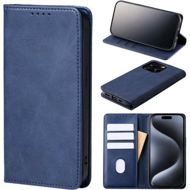 iPhone 15 Pro Max ケース 手帳型 シンプルかつ軽量のPUスムースレザー採用 iPhone15 pro max スマホケース 携帯ケース iphoneケース スタンド機能 収納ポケット 保護 手帳型 スマホカバー アイフォンケース 軽量 耐衝撃 OTHERSiDE tapu004-389 ネイビー 2242