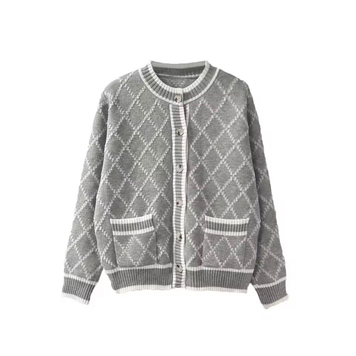 diamond rough knit cardigan