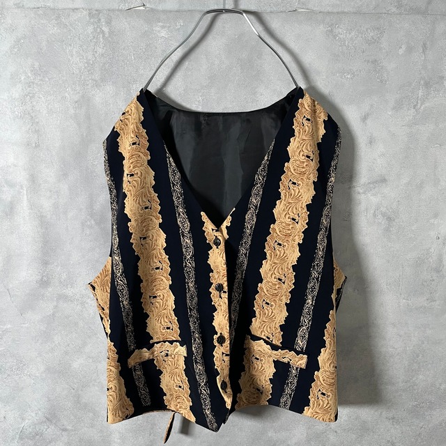 #6488 retoro baroque pattern dress gilet
