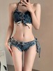 レディース 水着 デニム ビキニ ワンピース レトロ 2点セット セクシー ビキニ 大きいサイズ セパレート水着 オフショルダー Y1 女の子 水着 レディース 可愛い 大きいサイズ 大人用 水着 体