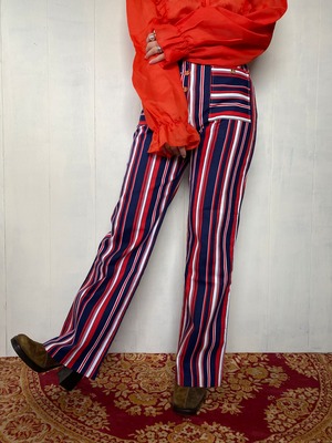 Marine Design Stripe Flare Pants