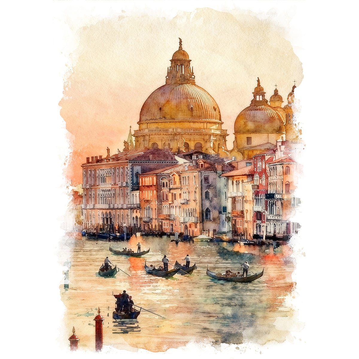 絵画 風景画(街並み) イタリア 夕暮れ時のヴェネツィア インテリア