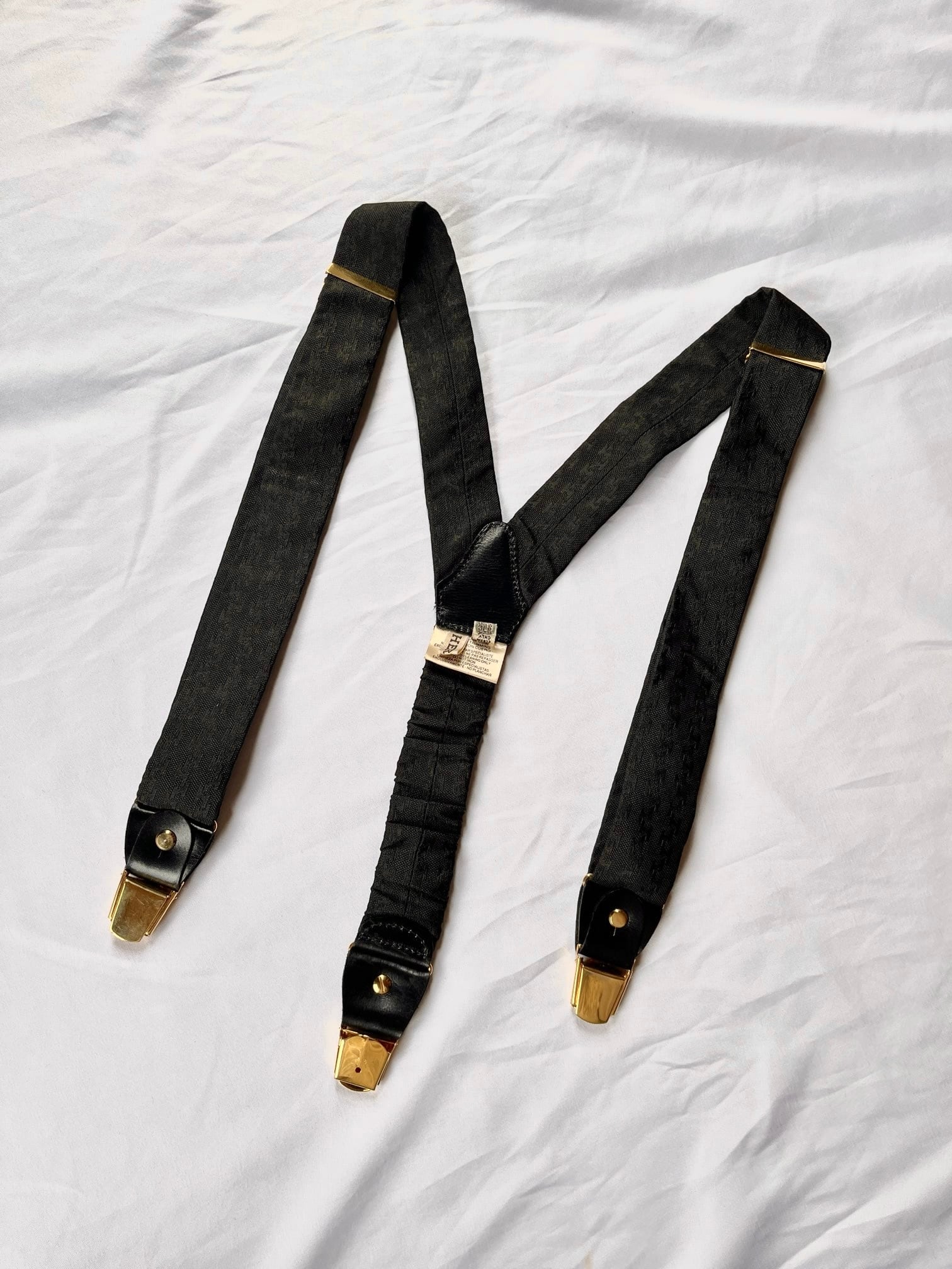 HERMES サスペンダー HERMES 80〜90's “H Logo”Black Silk Suspenders | CARBOOTS