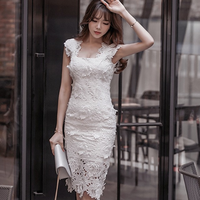 予約販売】ワンピース レディース レース ひざ丈 マーメイド ミニ  