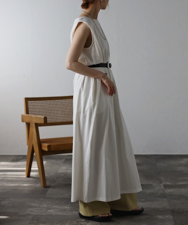 接触冷感コットンノースリワンピース