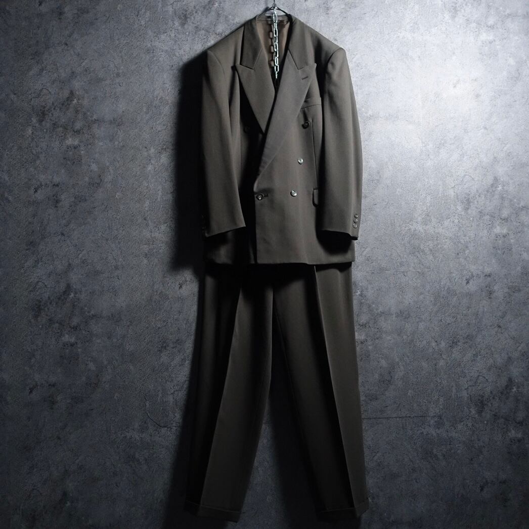 Green Double Tailored Jacket & 2tuck Wide Slacks Suit Setup