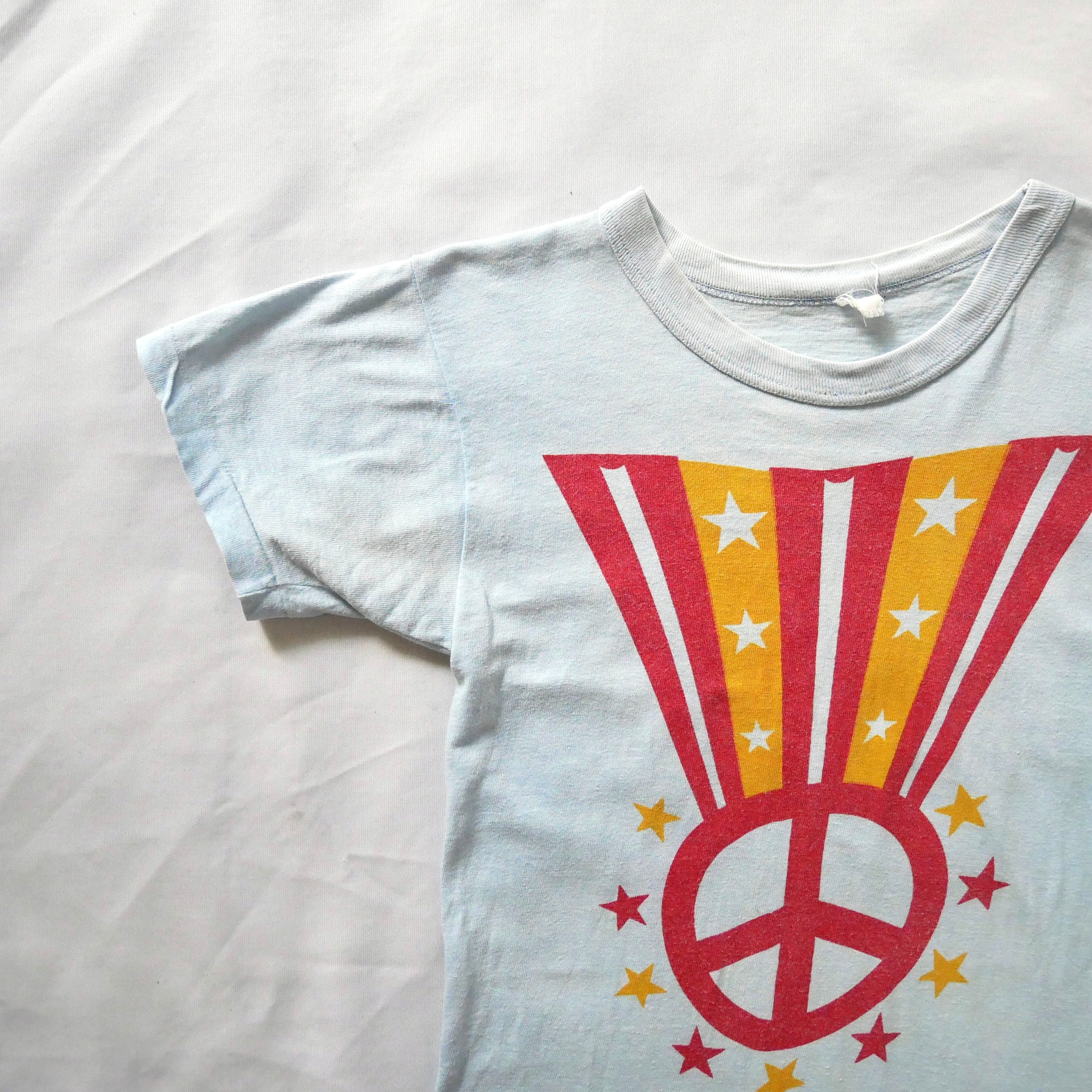 70s vintage peace&star blue Tshirt 70年代 ヴィンテージ ピース