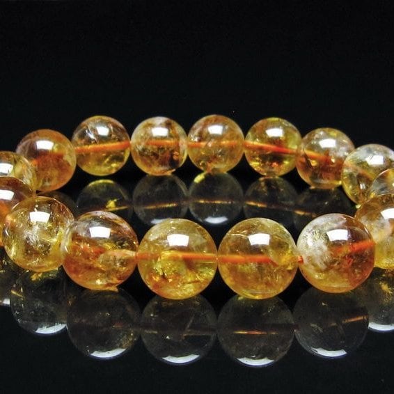 シトリン ブレスレット 虹入り 13mm シトリンクォーツ ブレス メール便可 一点物 111-50488