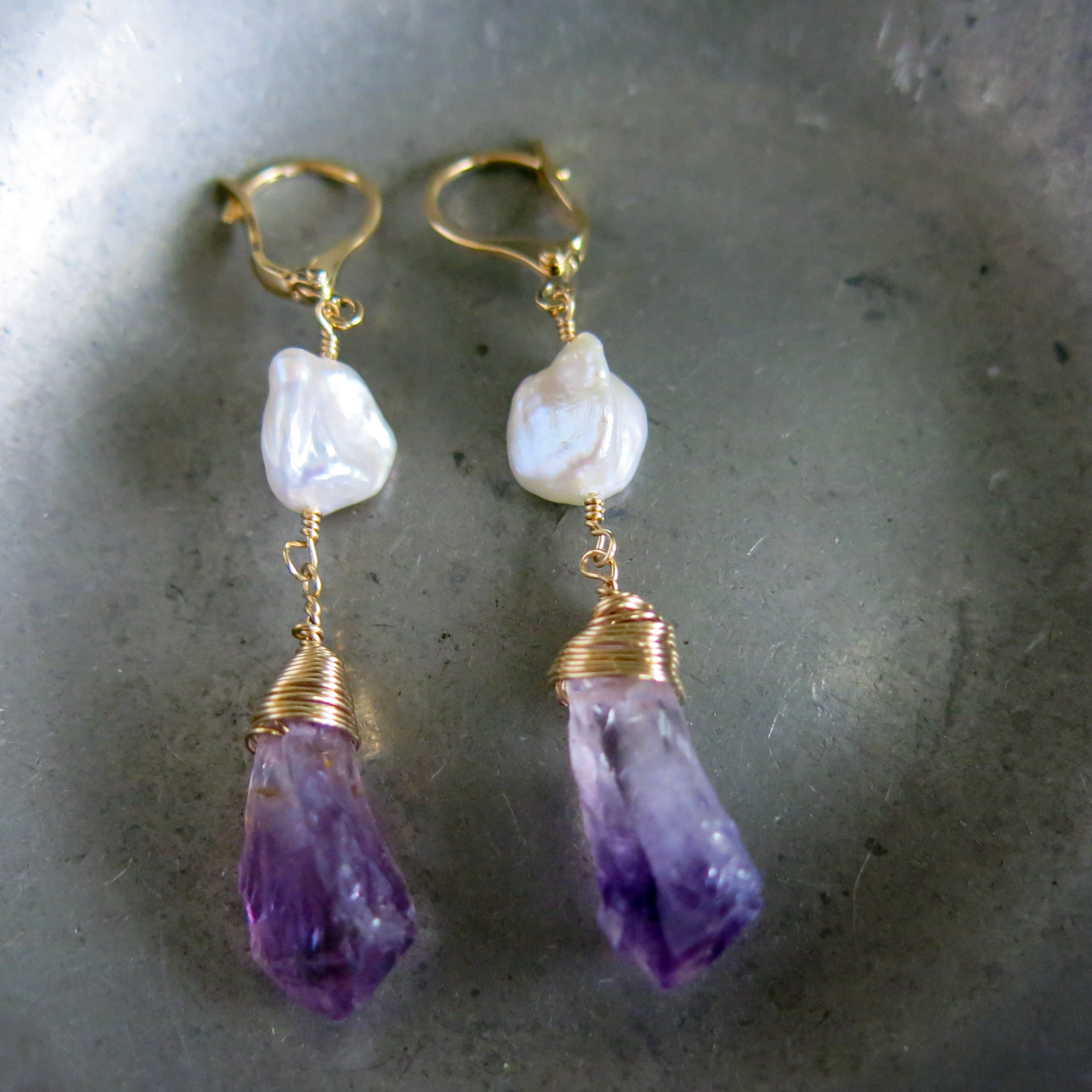 アメジストとパールのピアス 楽天市場】碌山 アメジスト 淡水真珠 ピアス/イヤリング