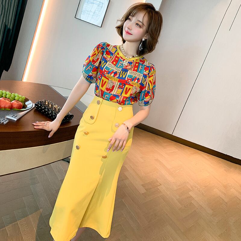 ハイウェストダブルブレストソリッド カラースカート サマー 夏物 ソリッドカラー MIUCO14705490248