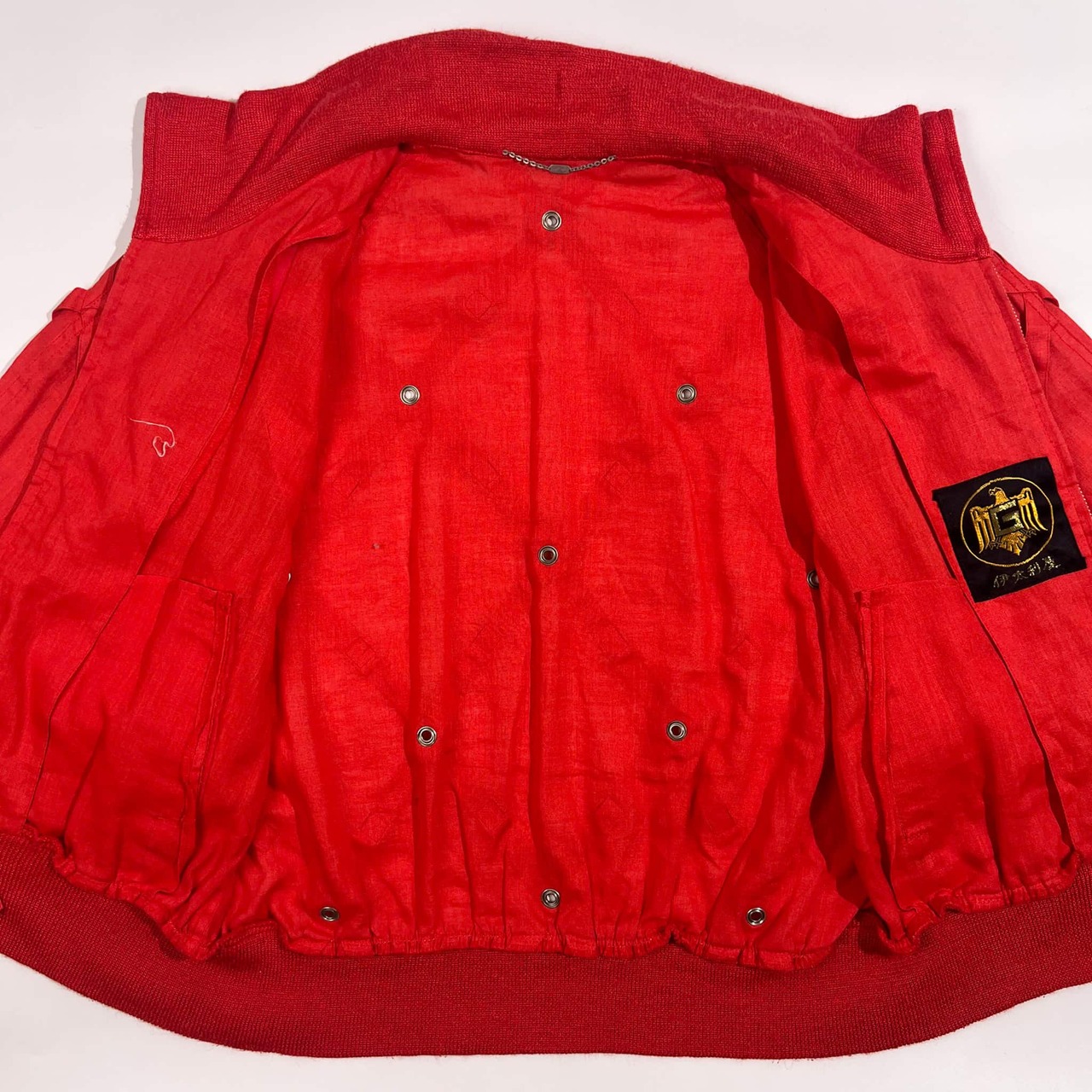 リネン混 伊太利屋 イタリヤ デザイン ジャケット ブルゾン 9A2/レッド系 レディース レトロ ビンテージ
