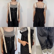 wide suspenders color stitch salopette PT/black