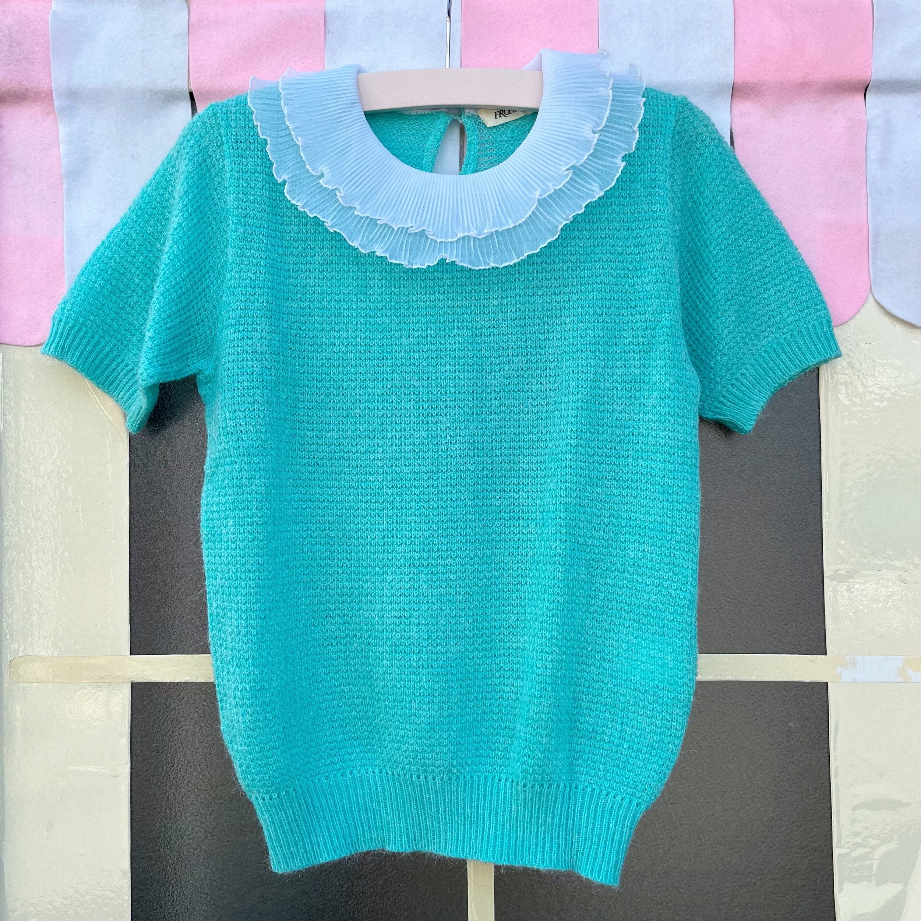 pleats collar peacock green knit po