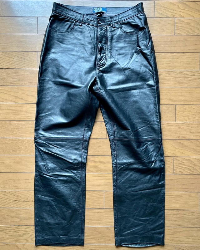 Polo Ralph Lauren レザーパンツ ブラックW32 ユーズド