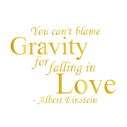 ウォールステッカー アインシュタイン 名言 金 光沢 You can't blame gravity for falling in love 