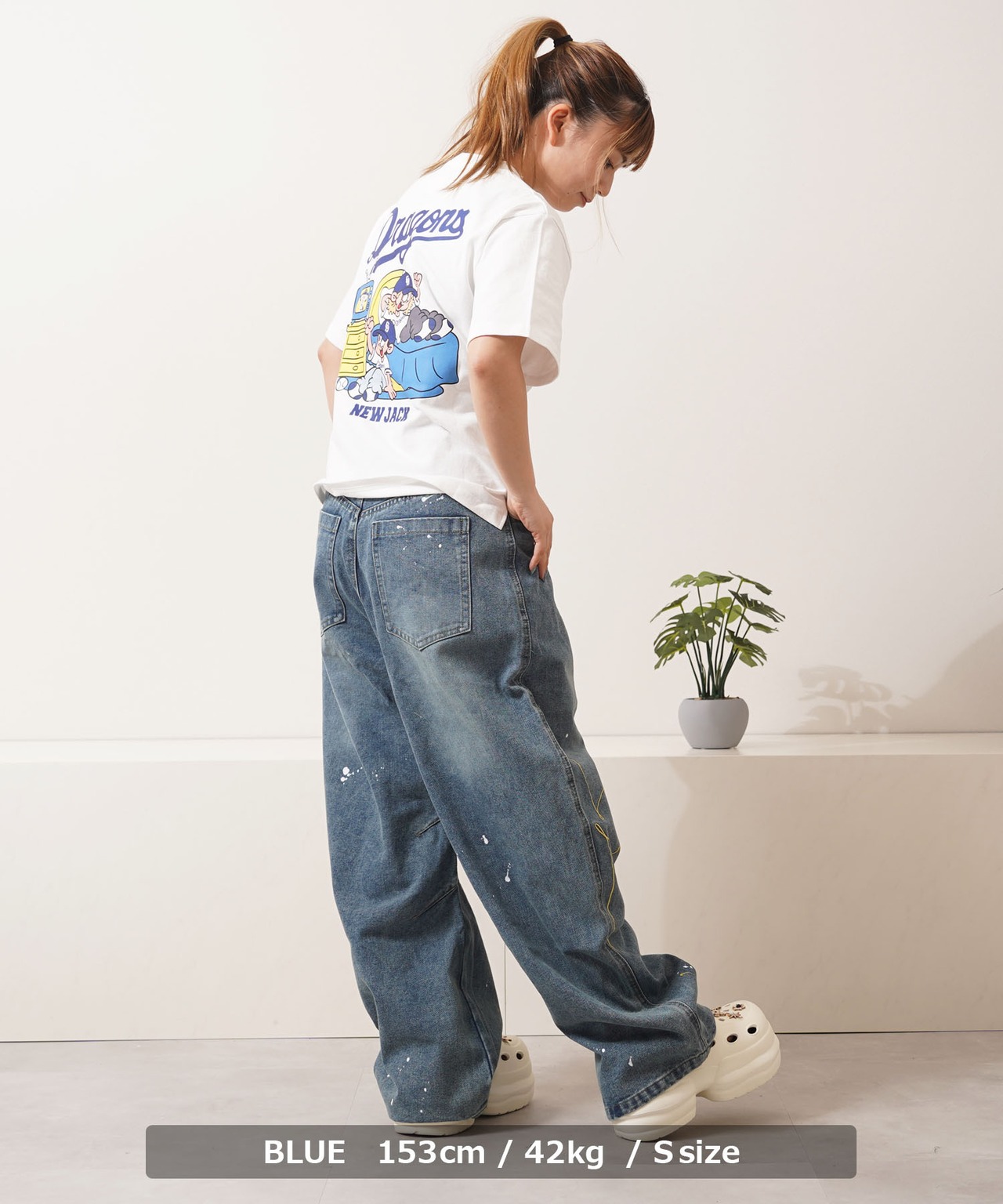 ◆ハート刺繍 バレルレッグ ジーンズ◆gt-116052