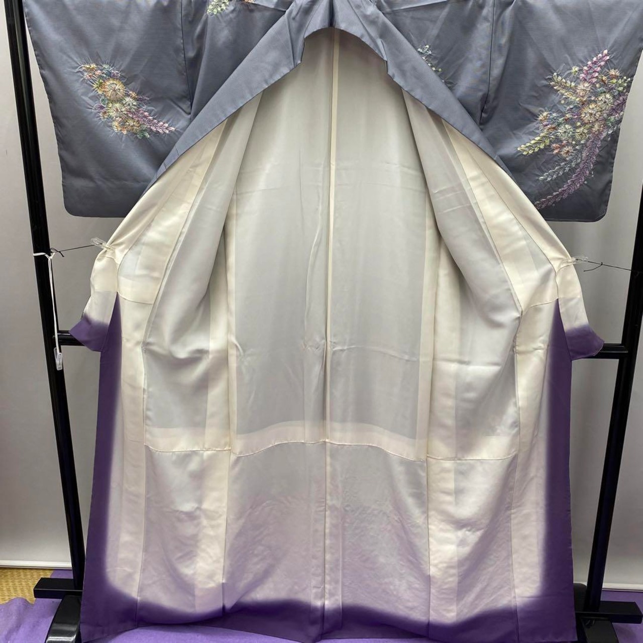 4215 未使用品 辻が花訪問着 グレー 絞り 着物 正絹 紬地 軽い | Donfamily 