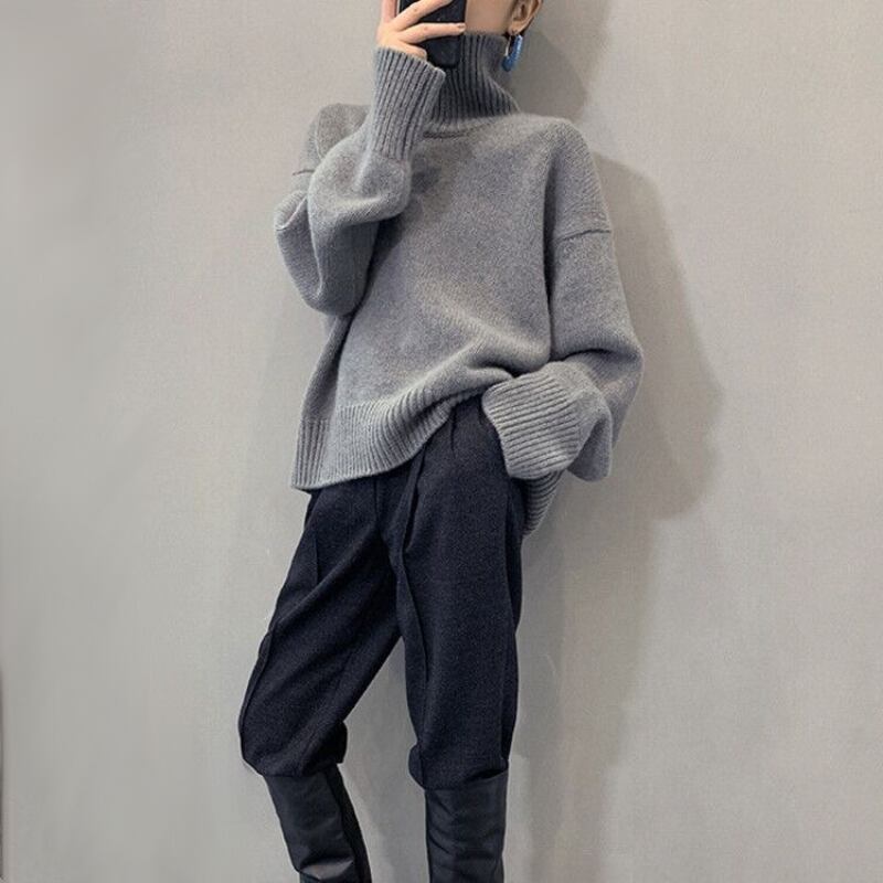 ボトルネックドロップショルダーセーター E00427