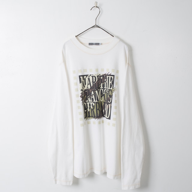 2000s front printed stitch design long sleeve T-shirt