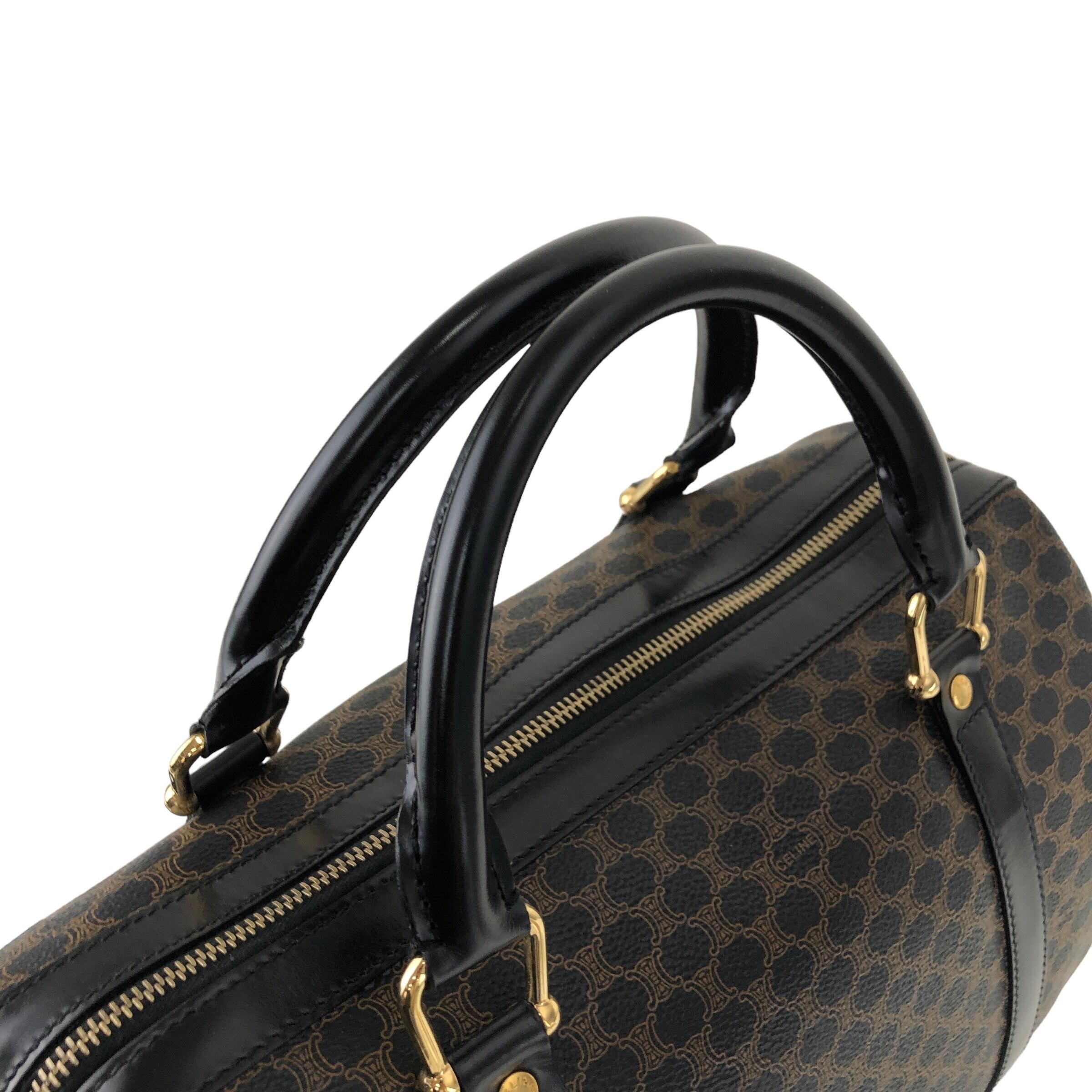CELINE セリーヌ マカダム ハンドバッグ ブラック PVCレザー ミニ