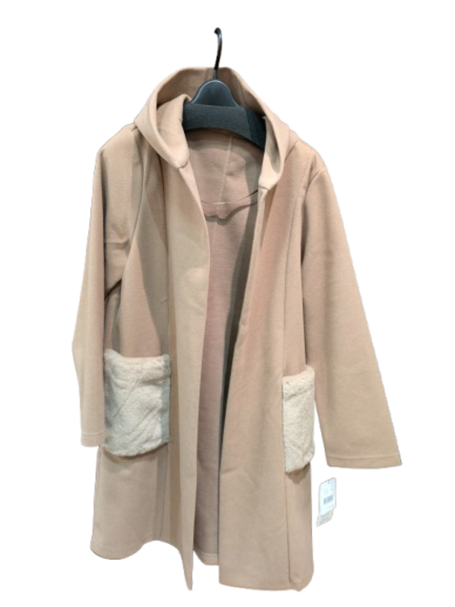 31501     ポケットファー　トッパーコート　／キャメル