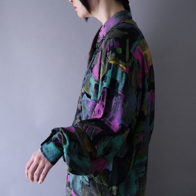 "dark×psychedelic" full art pattern over silhouette shirt