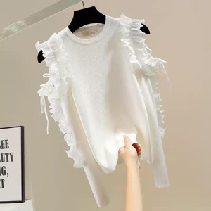 オープンショルダー フリル ニット トップス 10267