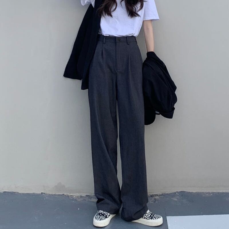 ウェストパンツ スプリングオータムスタンダード薄手カジュアル レトロ 春物 秋物 試着室12932332741