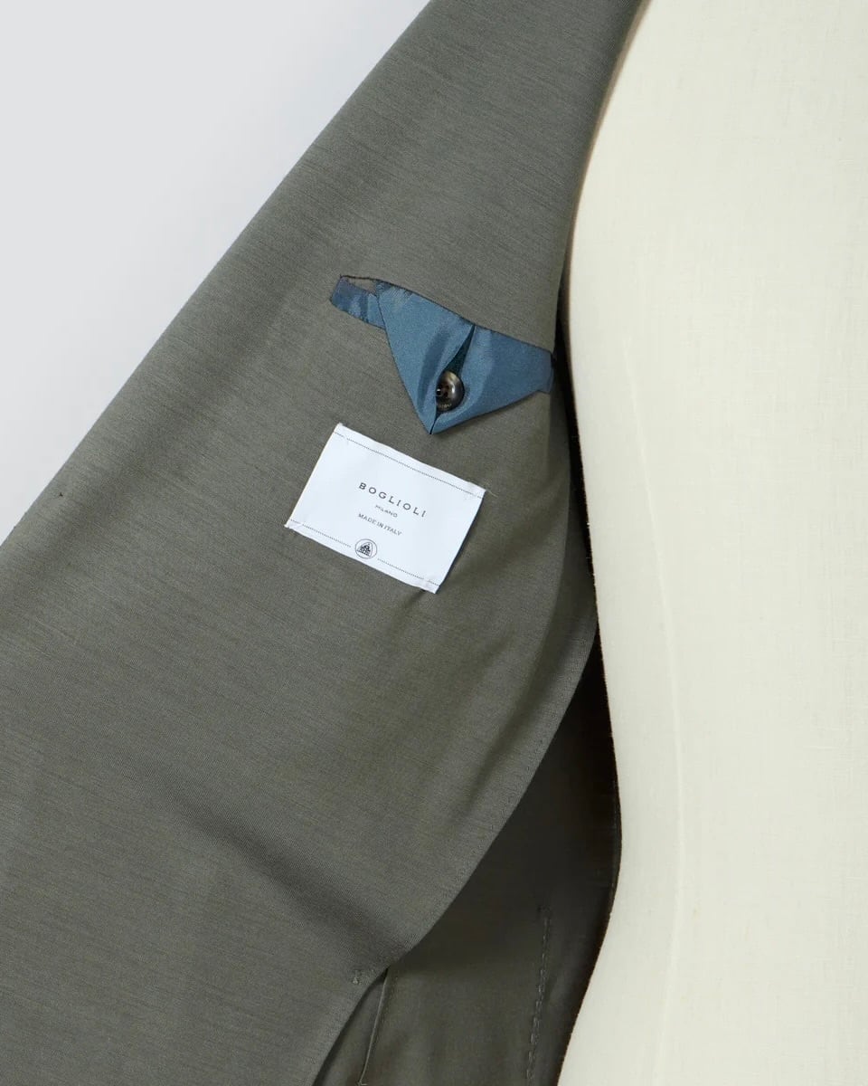 極美品 BOGLIOLI K.JACKET アンコン ウール ジャージー M相当 Garment Dyed Wool Herringbone K-Jacket in Grey: Luxury Italian