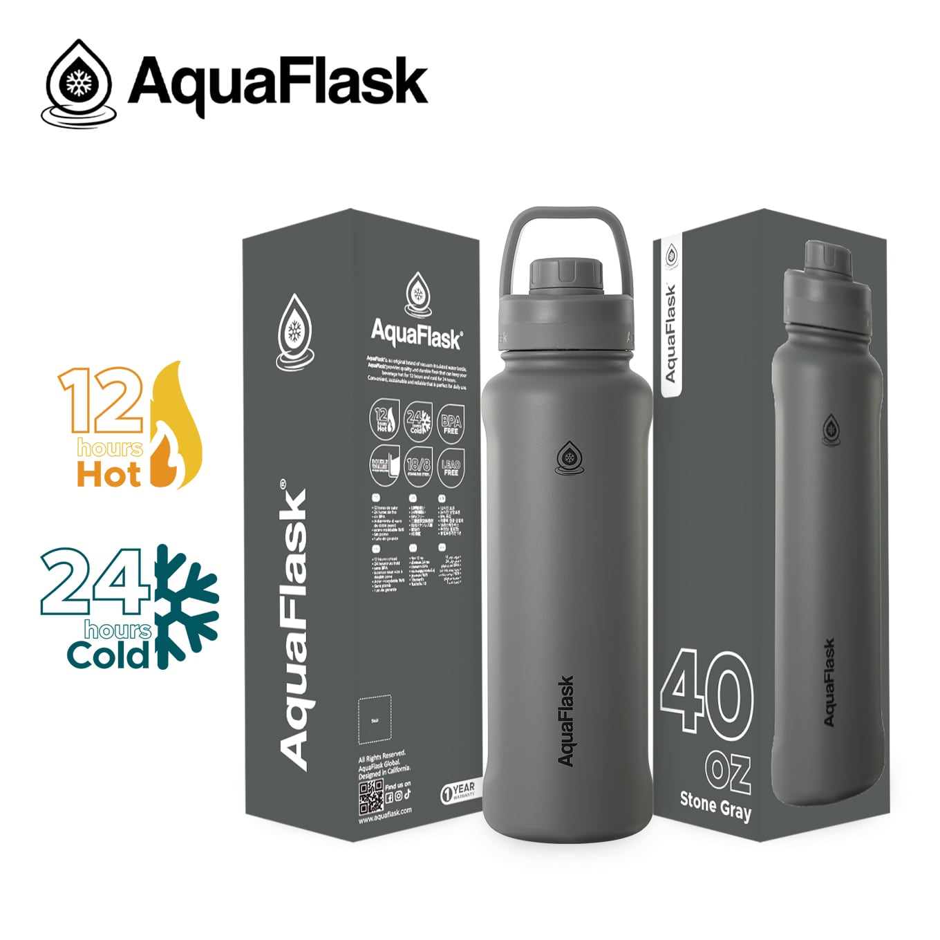 アクアフラスク 真空断熱ボトル ストーングレー 1.18L | AquaFlask japan