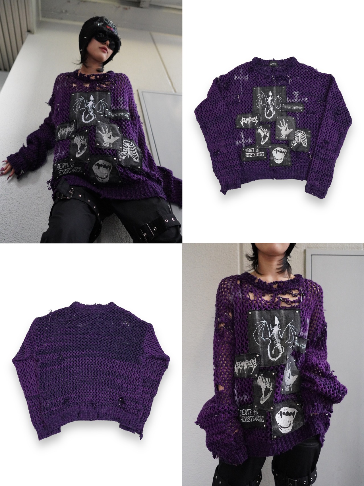 【RUPTIVEY】embroidered mesh knit"藤蘭"