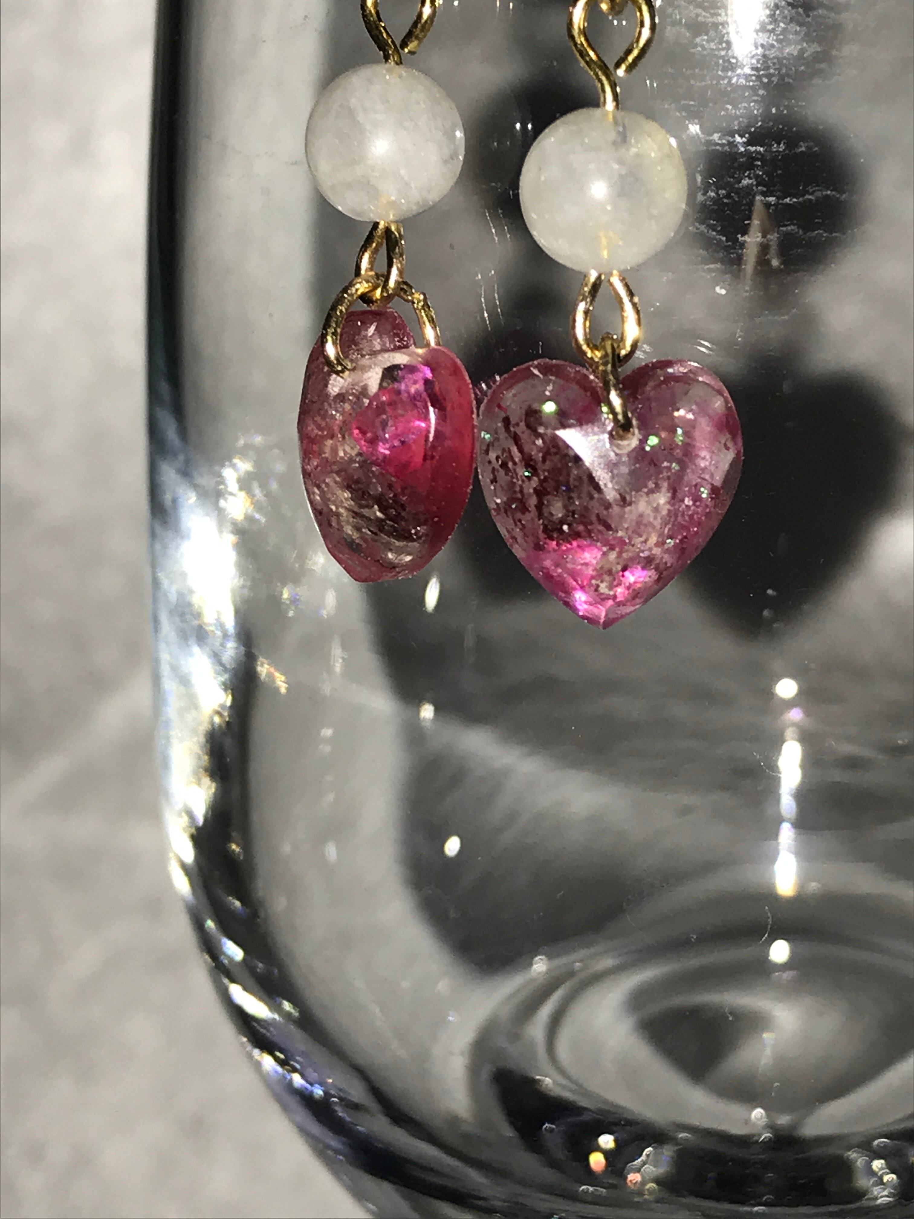 ピンクエピドートピアス