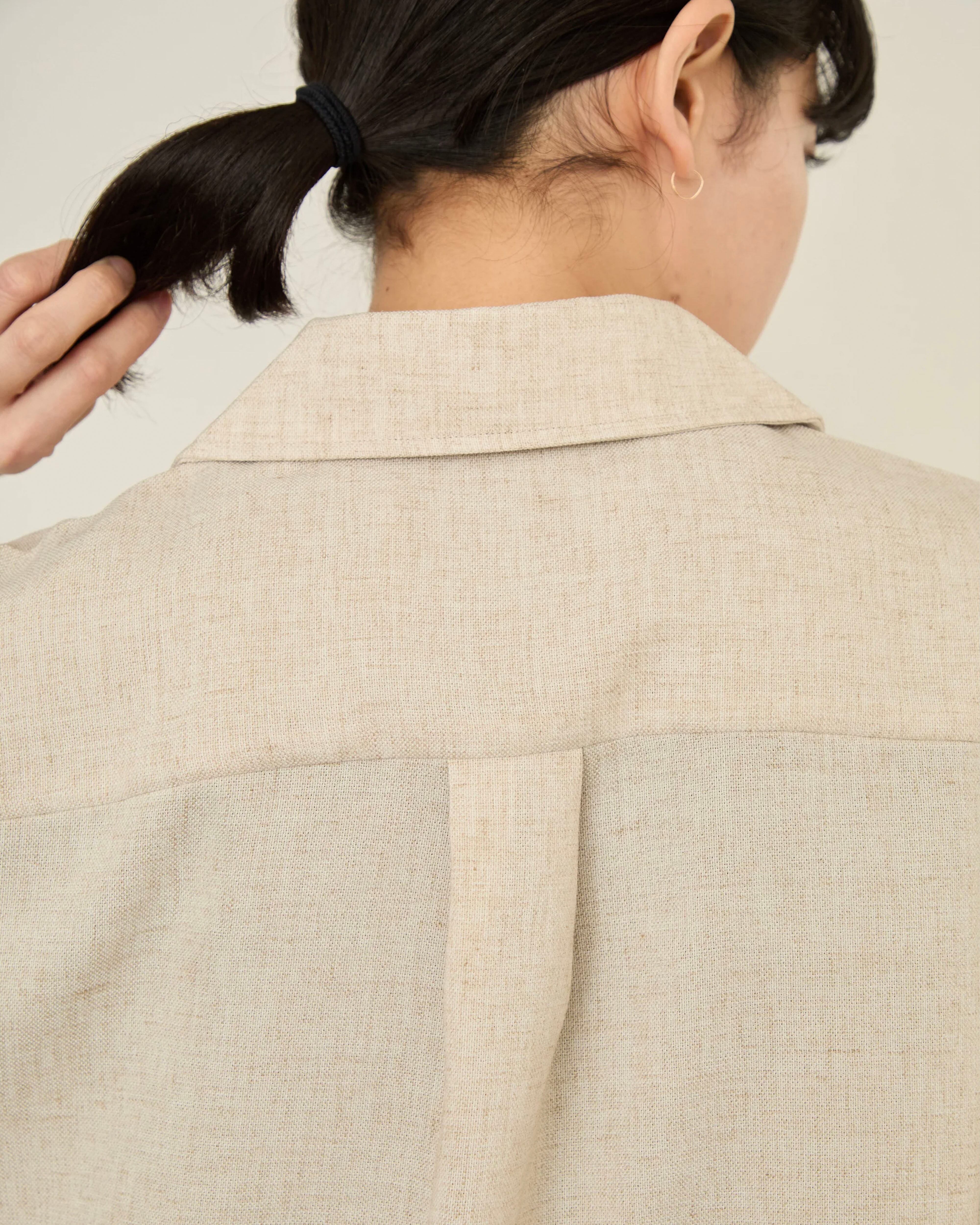 i'm here - Knit Short Sleeve Docking Shirts ：Beige｜オープン