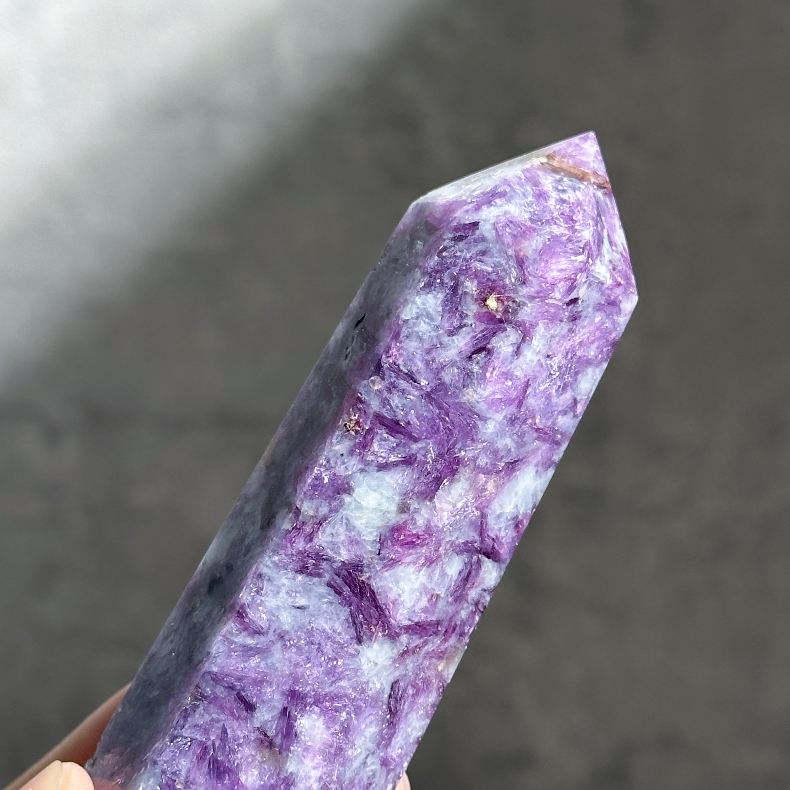 no.0332 濁りのプレナイトと流れ星のソレイユ　一点物 レピドライト タワー33◇ Lepidolite ◇天然石・鉱物・パワーストーン