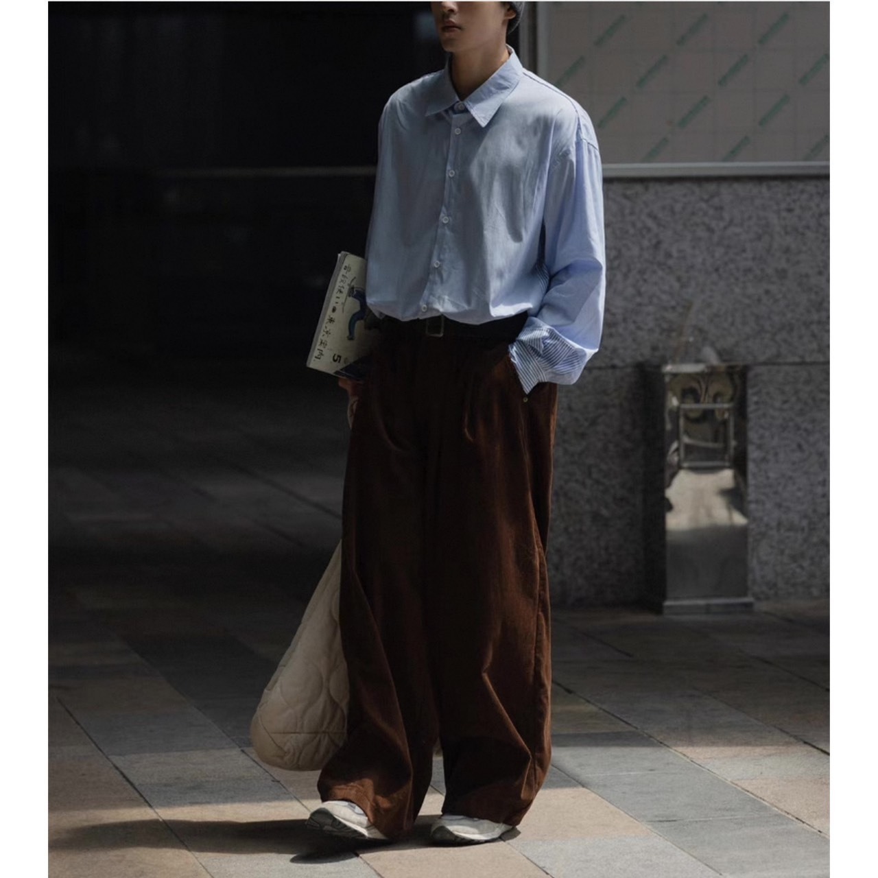 Two-tone striped oversized shirt 0470 - 15